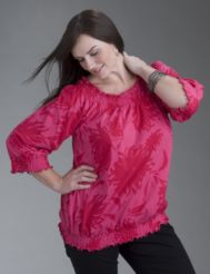 3/4 sleeve printed peasant top