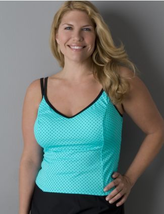 Slimming plus size Miraclesuit pindot swim top