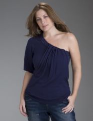 One shoulder sweater with drape