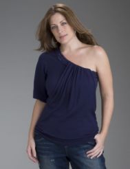One shoulder sweater with drape