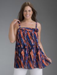 Pleated tank with rosette