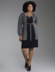 Two-fer sweater knit dress