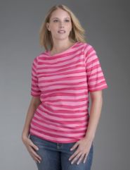 Striped tee with elbow-length sleeves