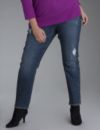 Distressed slim leg jean