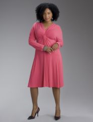 Long sleeve gathered front dress