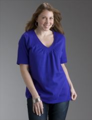 Ruched V-neck Supima cotton tee