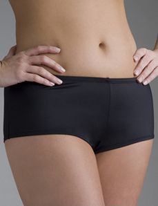 Slimming Black boyshort swim bottom in sizes 14 - 28