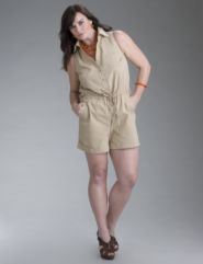 Button front romper with collar