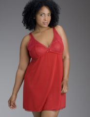 Ruby Red lace overlay slip