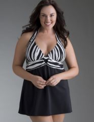 Black and zebra print swim dress