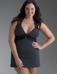 Dot print halter swimdress