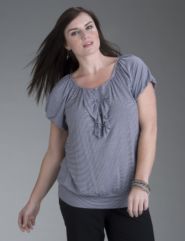 Ruffle front bubble sleeve top