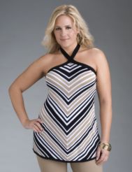 Mitered stripe halter