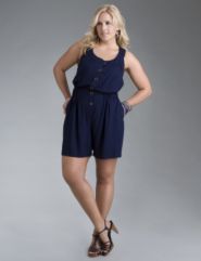 Button front sleeveless romper