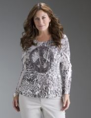 Long sleeve animal print peace tee