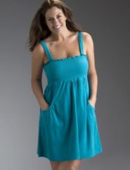 Smocked terry swim cover-up