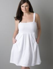 Plus size Smocked terry swim coverup