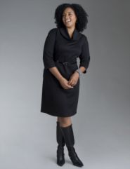 Cowl neck 3/4 sleeve dress