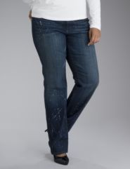Seven7 straight leg paint splatter jeans
