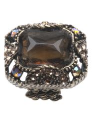 Large brown stone stretch ring