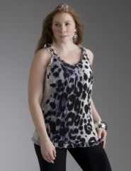 Animal print crinkle top