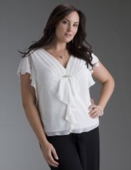 Chiffon flutter sleeve top