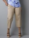 Sateen straight leg crop pant