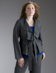 Ruffle front relaxed blazer