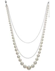 Faux pearl and chain necklace