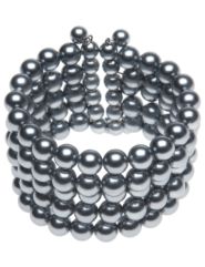 Grey faux pearl cuff bracelet
