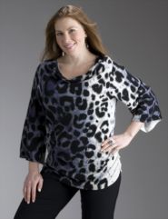 Drape neck animal print top