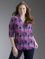 Purple plaid crinkle top