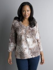Supima&reg; cotton animal print henley