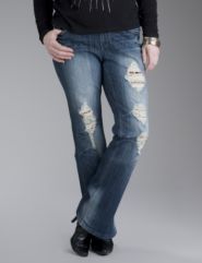 Seven7 rip and repair bootcut jeans