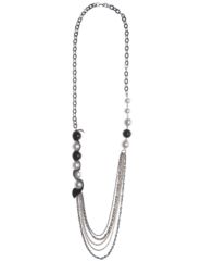 Long faux pearl and chain necklace