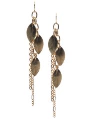 Linear drop leaf earrings