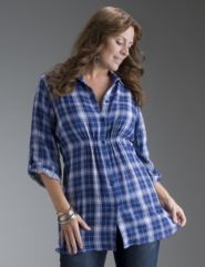 Plaid tab sleeve shirt