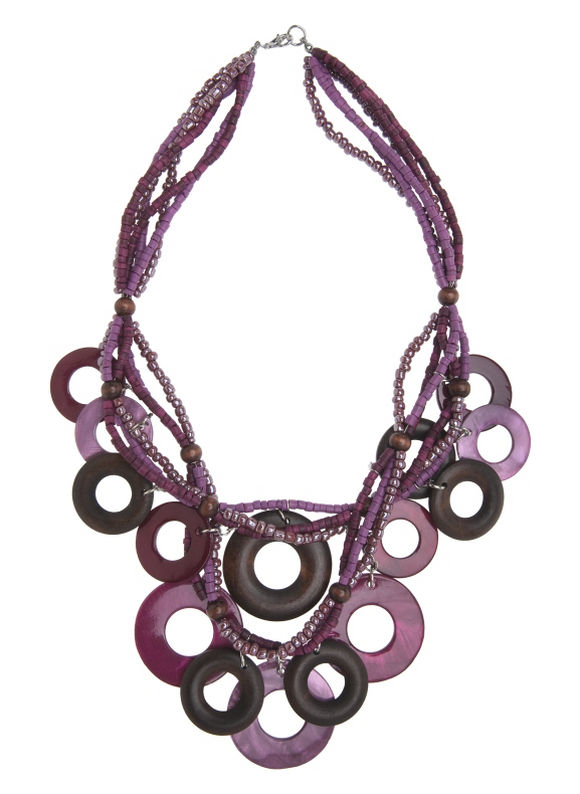 Wood and shell ring necklace by - Women's Plus Size/Raspberry Radiance - Size