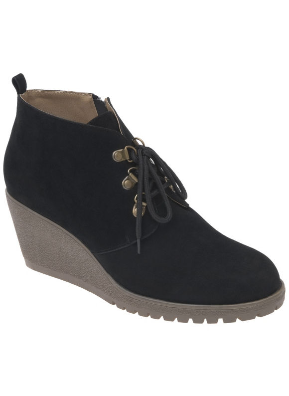 Lane Bryant Faux suede ankle wedge boot - /Black - Size 8 W