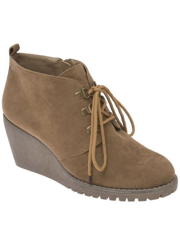 Lane Bryant Faux suede ankle wedge boot - /Kelp - Size 8 W
