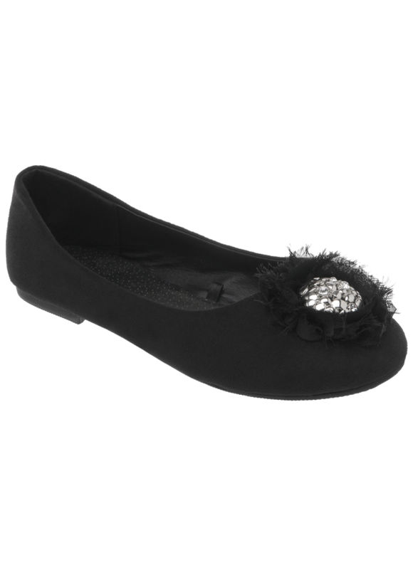 Lane Bryant Embellished faux suede ballet flats - /Black - Size 12W
