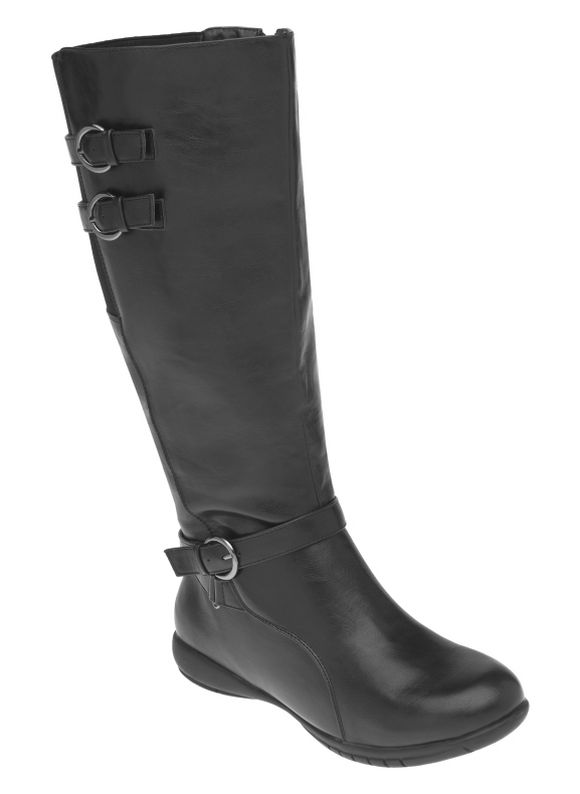 3 buckle riding boot - Women's Plus Size/Black - Size 10 W