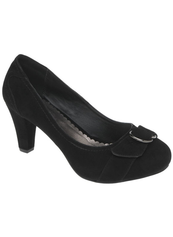 Lane Bryant Faux suede double ring heel - /Black - Size 9 W