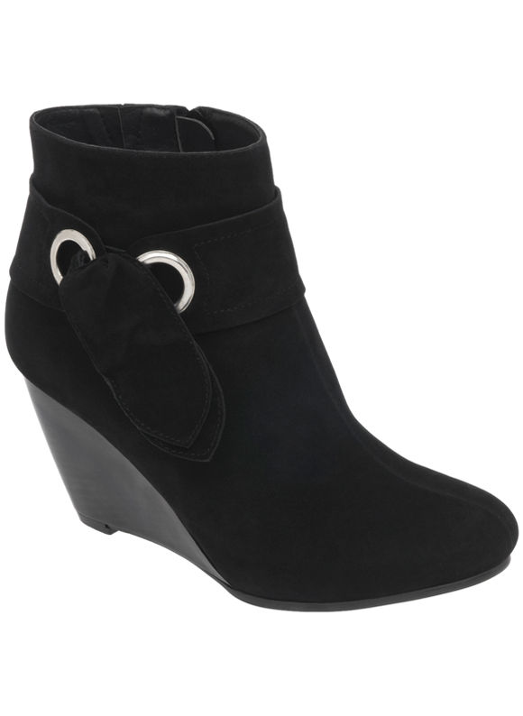Lane Bryant Faux suede ankle wedge boot - /Black - Size 9 W,10 W,11 W,