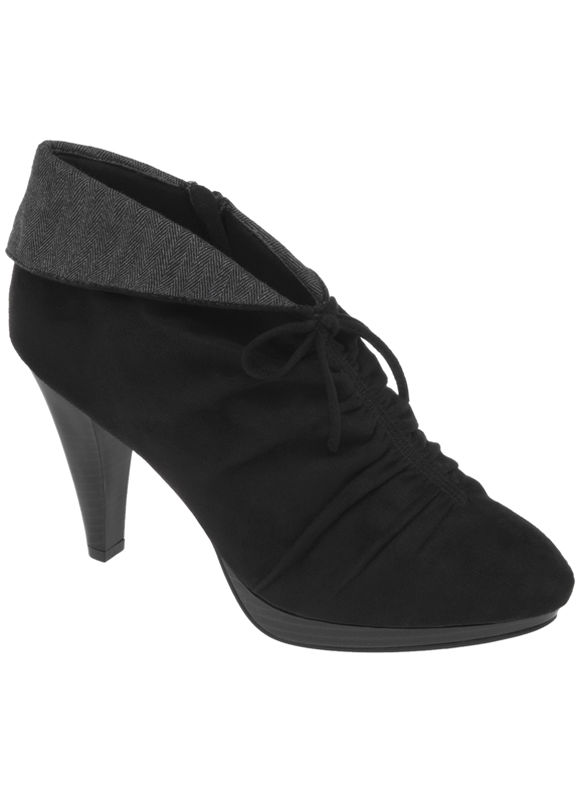 Lane Bryant Faux suede ruched shootie - /Black - Size 10 W
