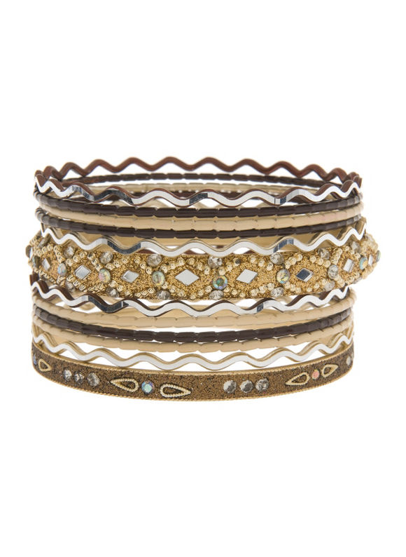 12 row mirrored bangle bracelet by - Women's Plus Size/Goldtone -