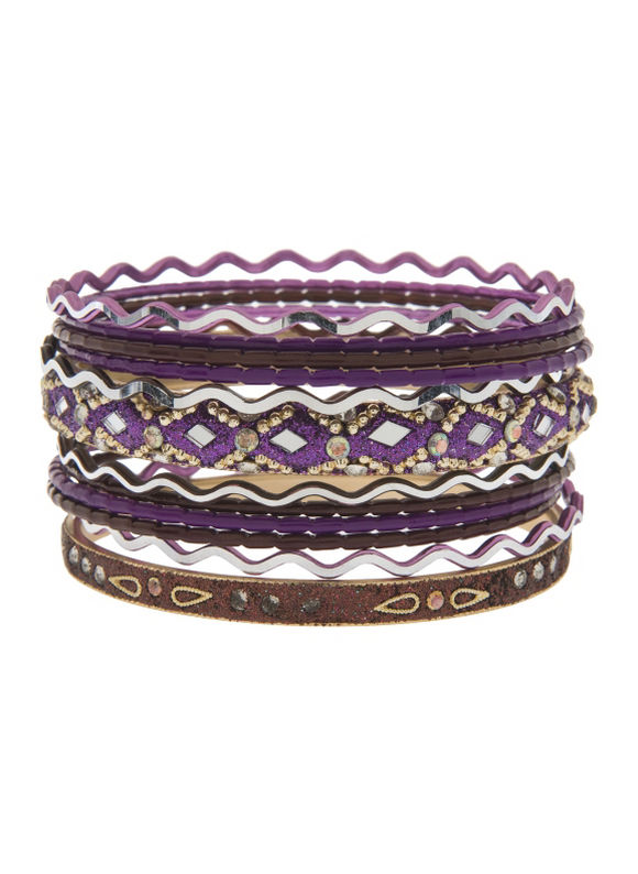 12 row mirrored bangle bracelet by - Women's Plus Size/Dark purple -