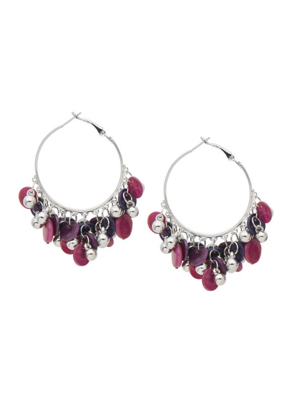 Lane Bryant Shell disc hoop earrings by - /Dark Purple - Size One Size