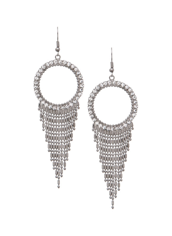 Lane Bryant Shot bead and cubic zirconium hoop earrings by -