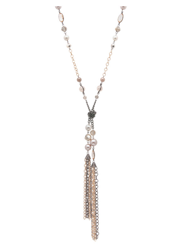 Lane Bryant Beaded tassel pendant necklace by - /Gold tone - Size One